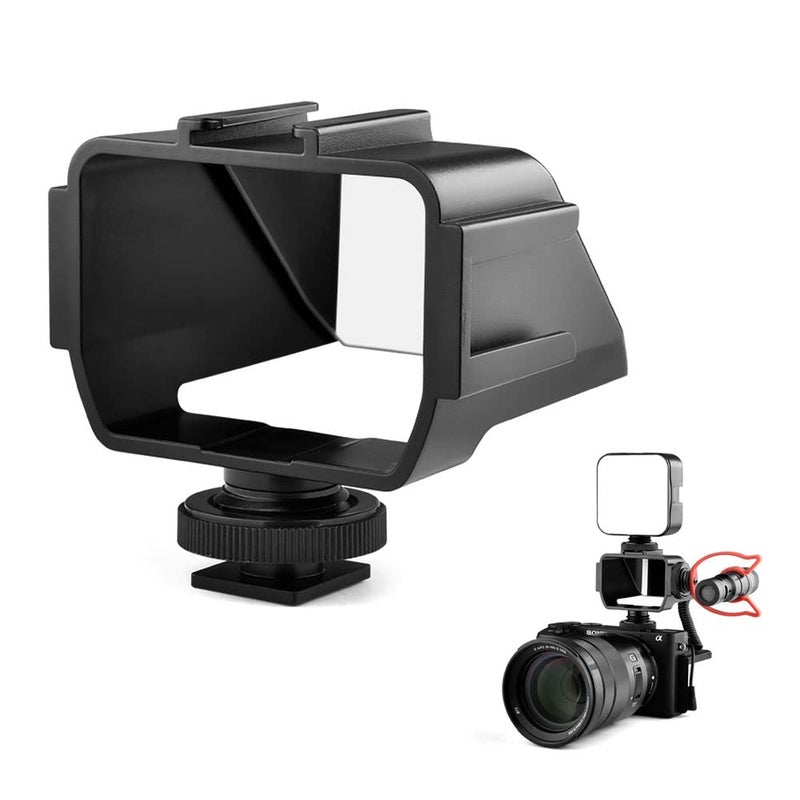 Easy Hood Camera Vlog Selfie Flip Screen, Easy Hood Cold Shoe Mic Light Mount Adapter for Sony A7RIV A7RIII A7RII A7III A7II A6000 A6300 A6500 Fuji XT2 XT3 XT20 XT30 Nikon Z7 Canon EOS M5 Panasonic GX85 - Image 1